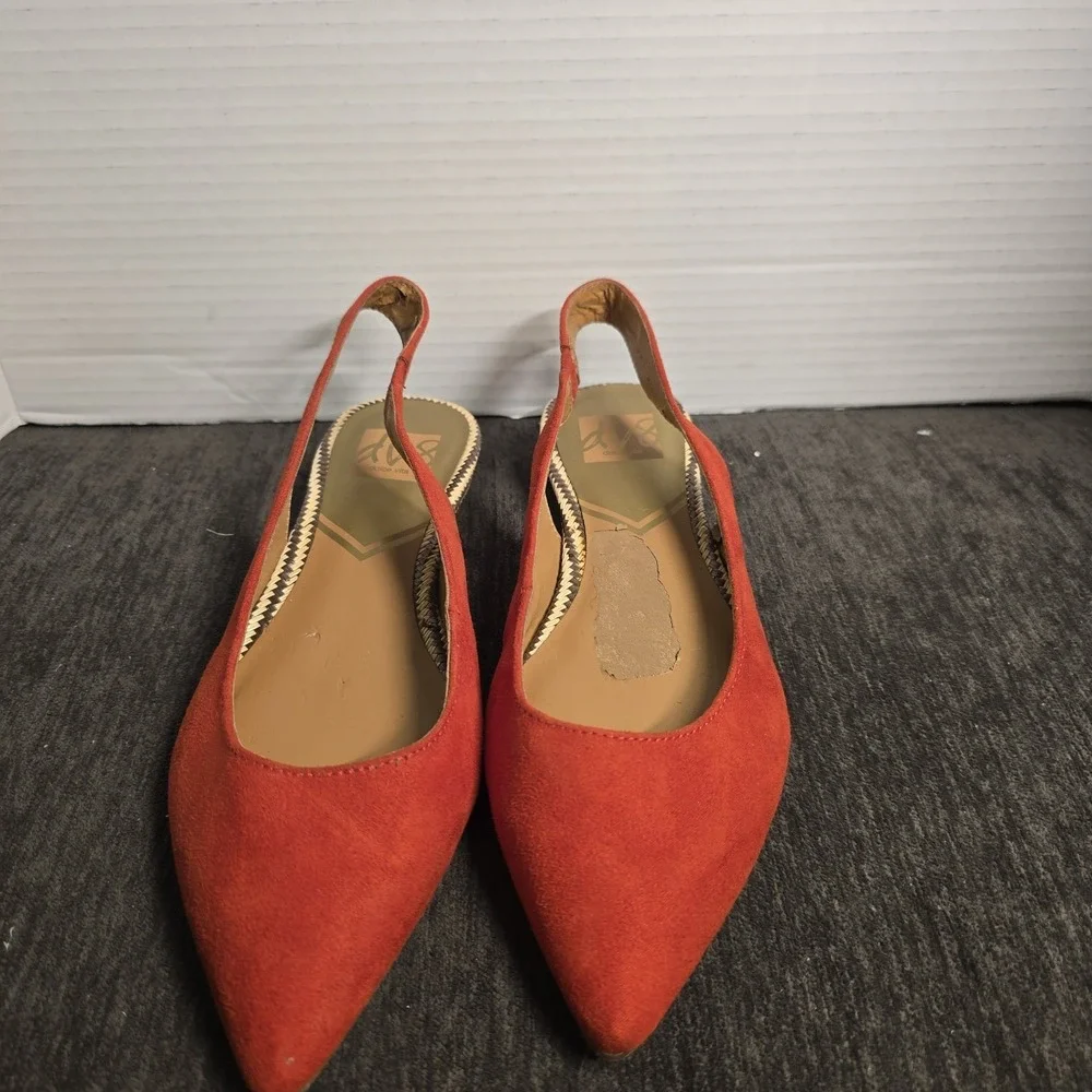 DV8 Dolce Vita Womens Red Suede Pointed Toe Slingback Espadrille Flats Size 6.5